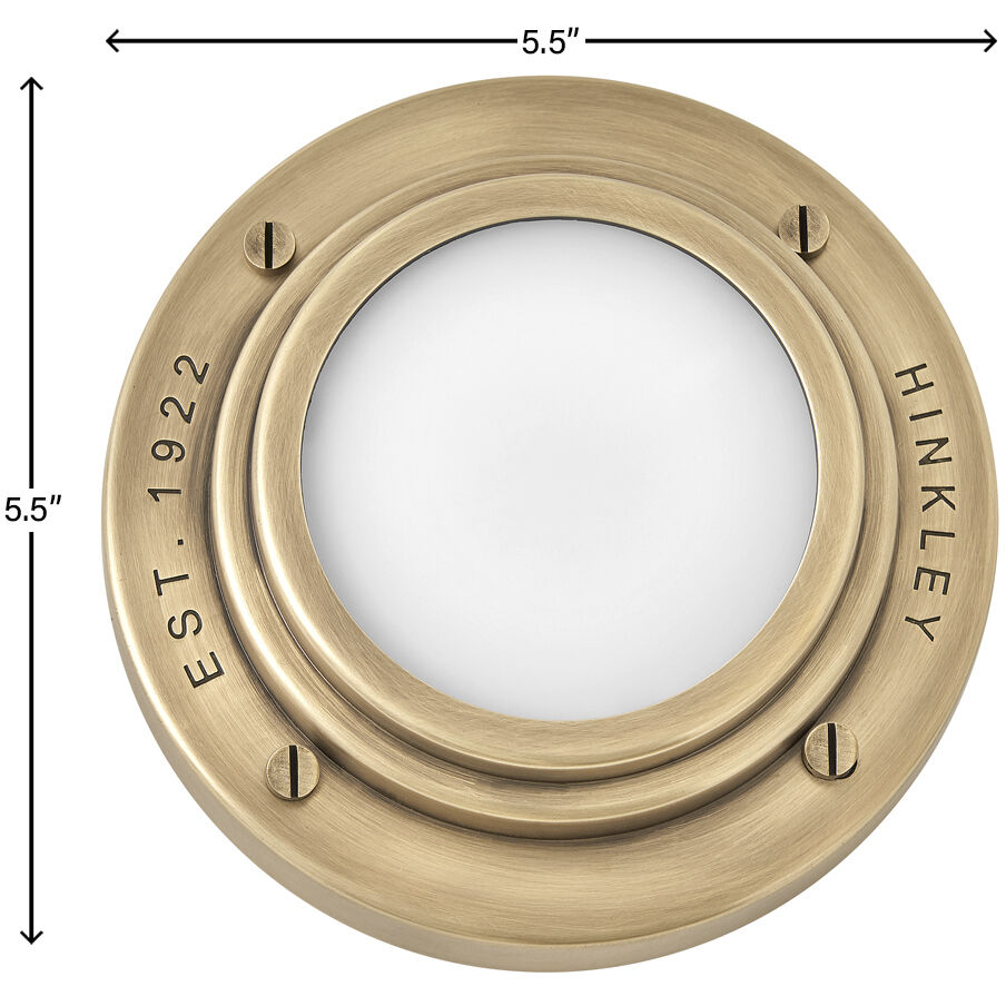 Porte LED 5.5 inch Heritage Brass Indoor Foyer Flush Mount Ceiling Light, Convertible to Sconce