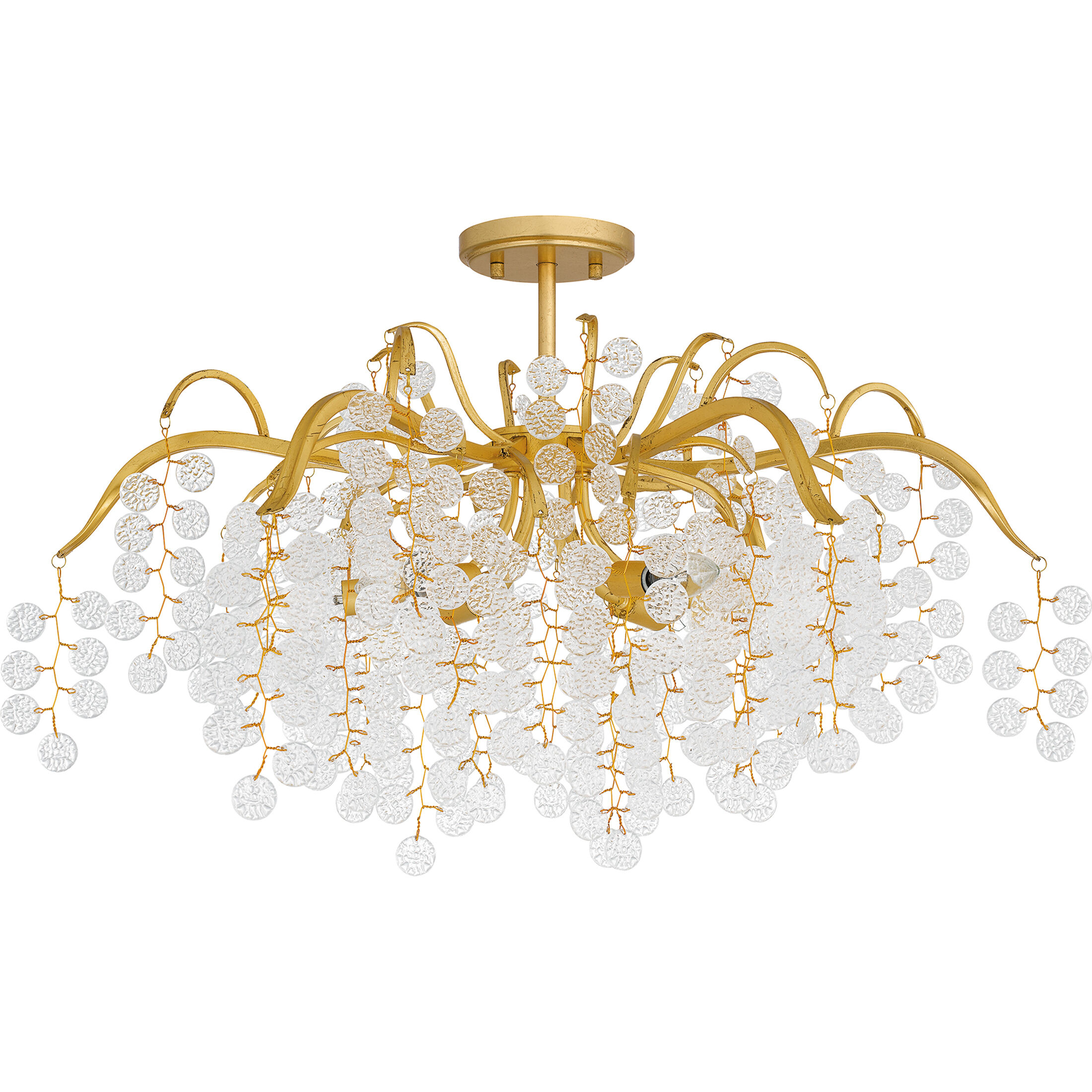 Maple 6 Light 29 inch Gold Leaf Semi-Flush Mount Ceiling Light, Extra Large