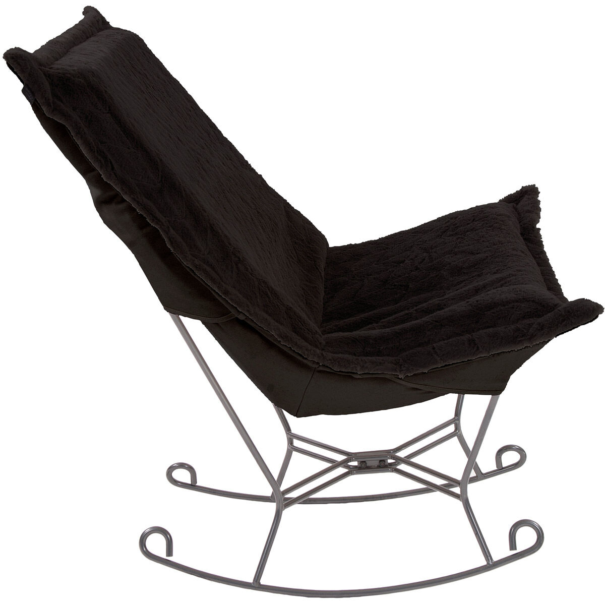 Puff Angora Ebony Scroll Rocker with Cover