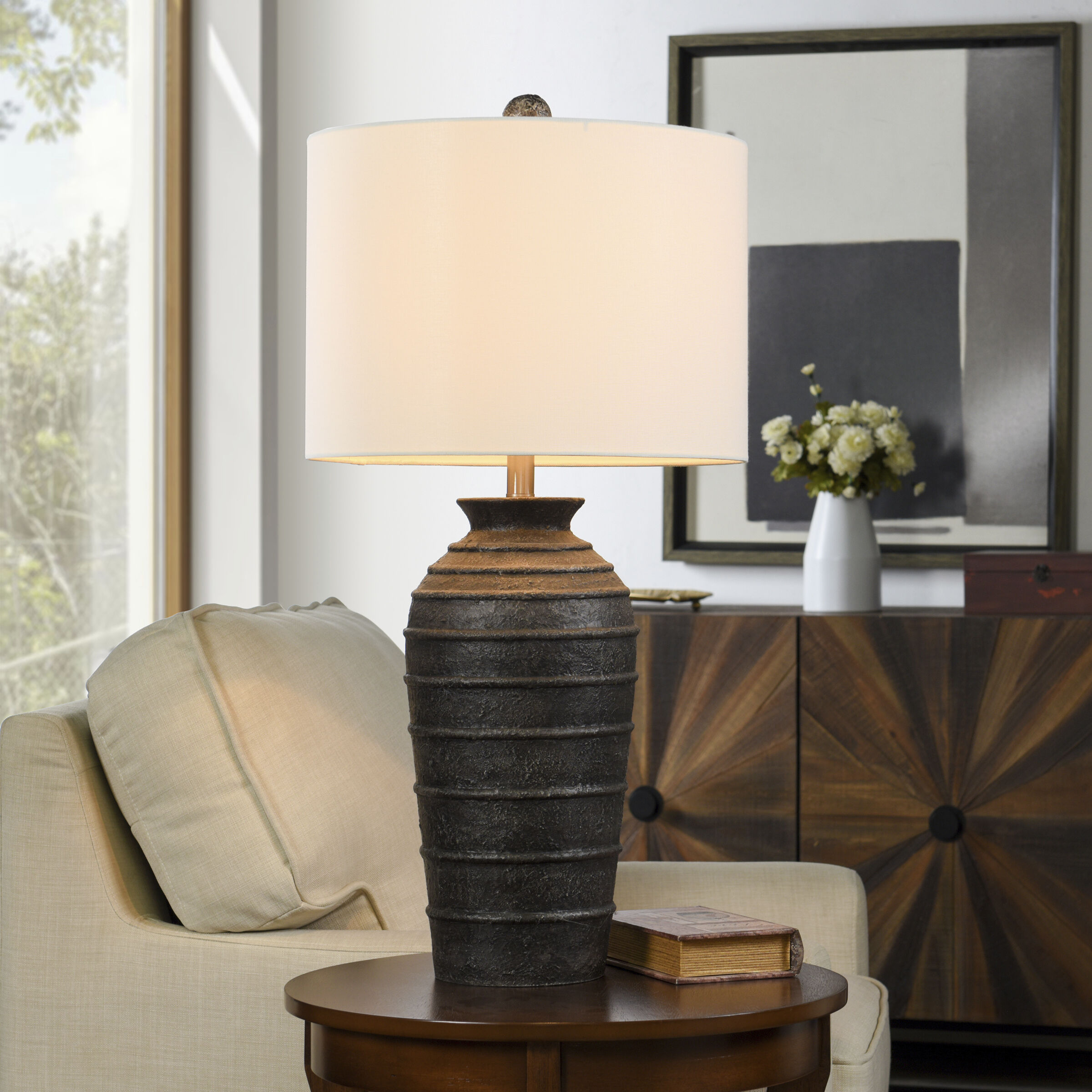 Hampton 32 inch 150.00 watt Matte Black Table Lamp Portable Light