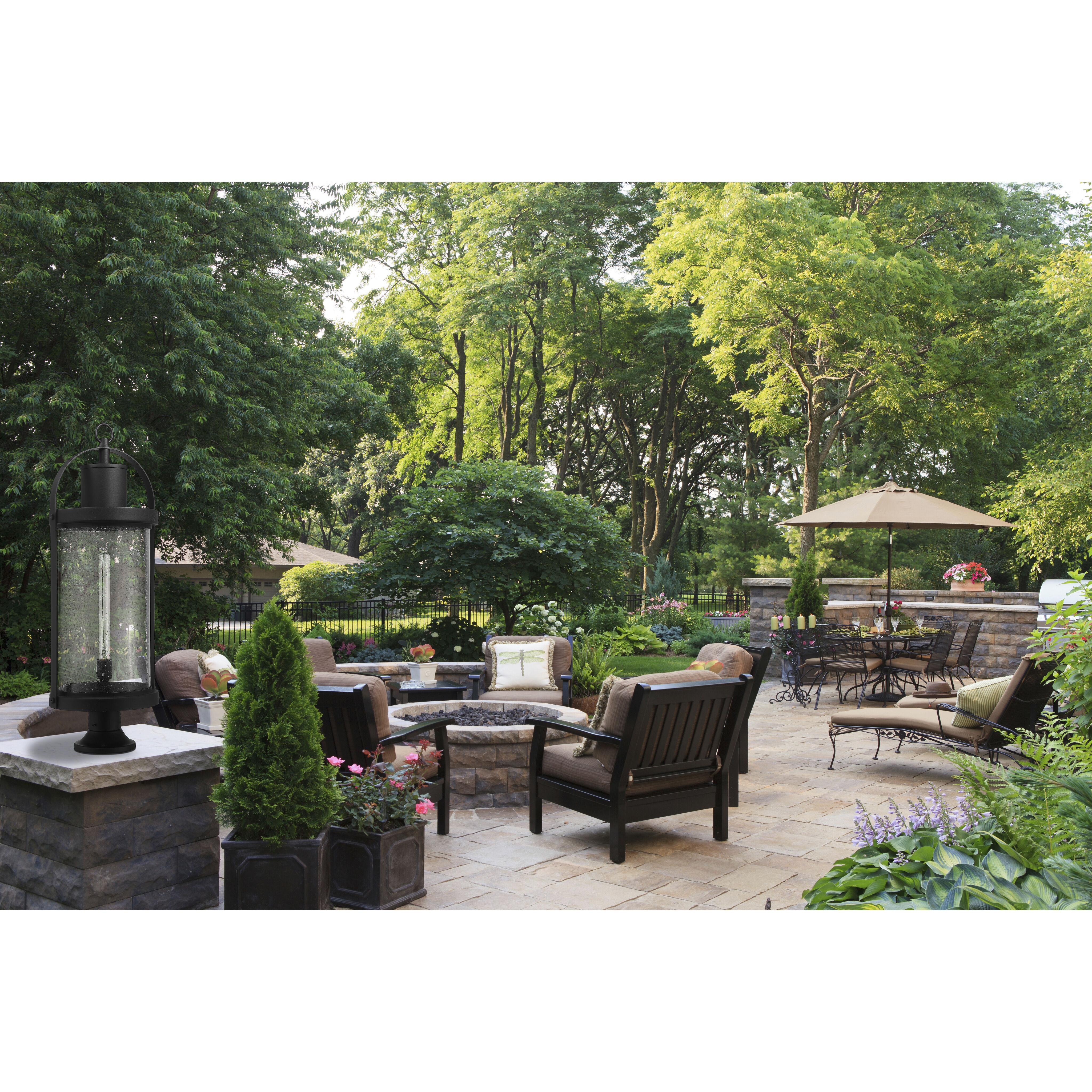 Roundhouse 1 Light 33.25 inch Black Outdoor Pier Mounted Fixture