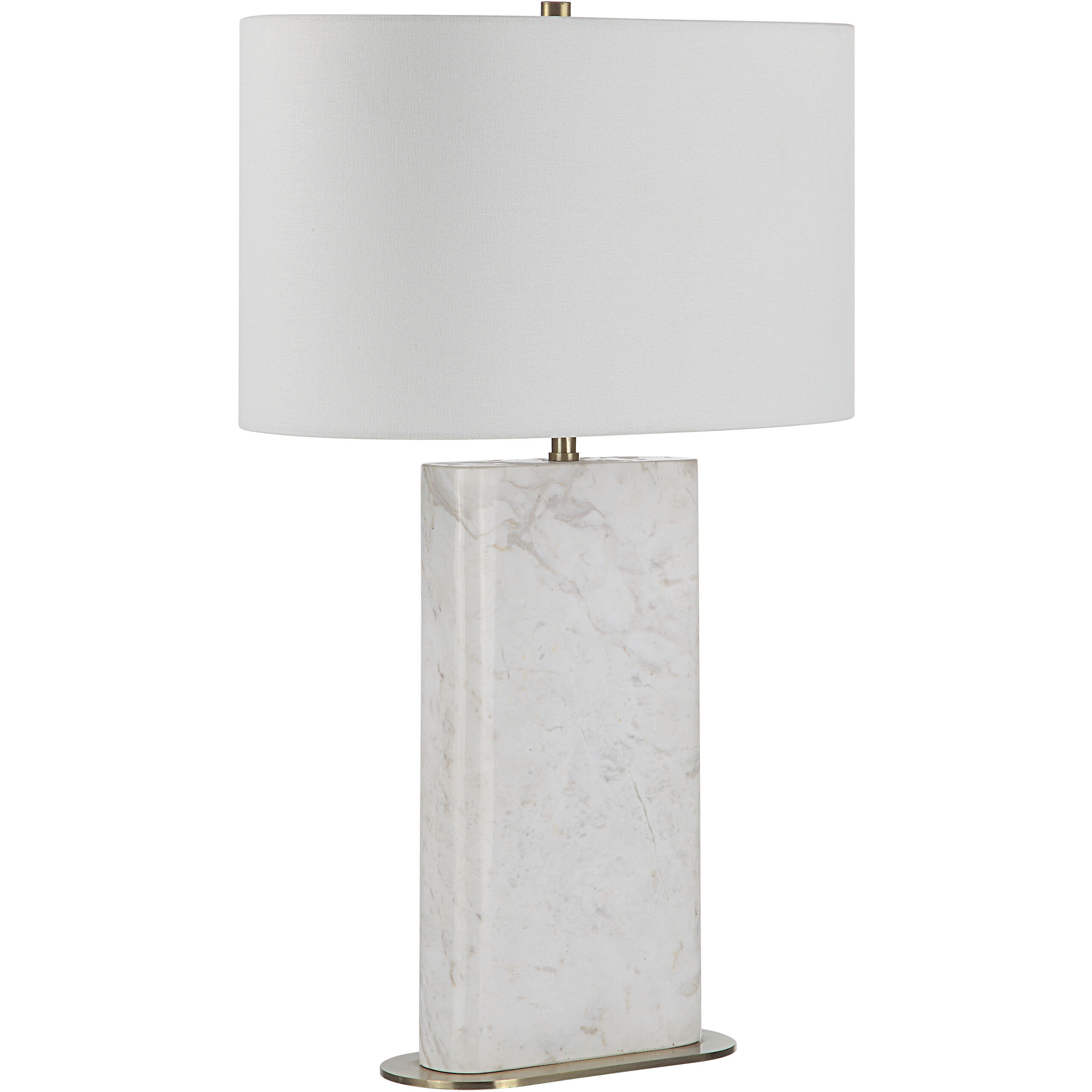 Irisa 26.75 inch 100 watt Honed White and Antique Brushed Brass Table Lamp Portable Light