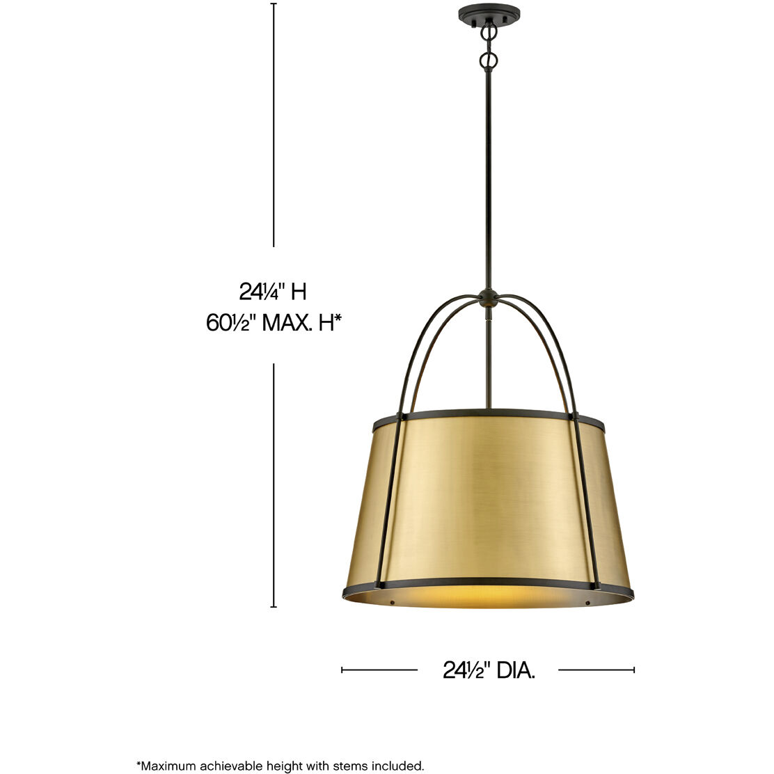 Clarke 4 Light 24.5 inch Black with Lacquered Dark Brass accents Chandelier Ceiling Light