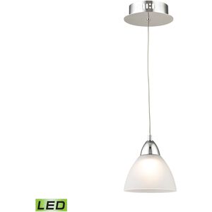 Piatto 1 Light 6 inch Chrome with White Mini Pendant Ceiling Light in White Opal