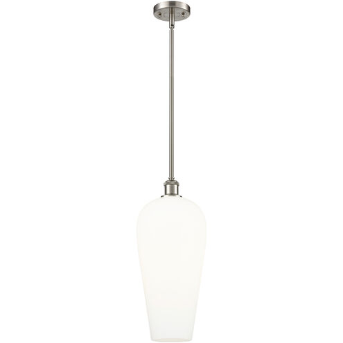 Ballston Chelsea 1 Light 8 inch Brushed Satin Nickel Mini Pendant Ceiling Light in White Glass