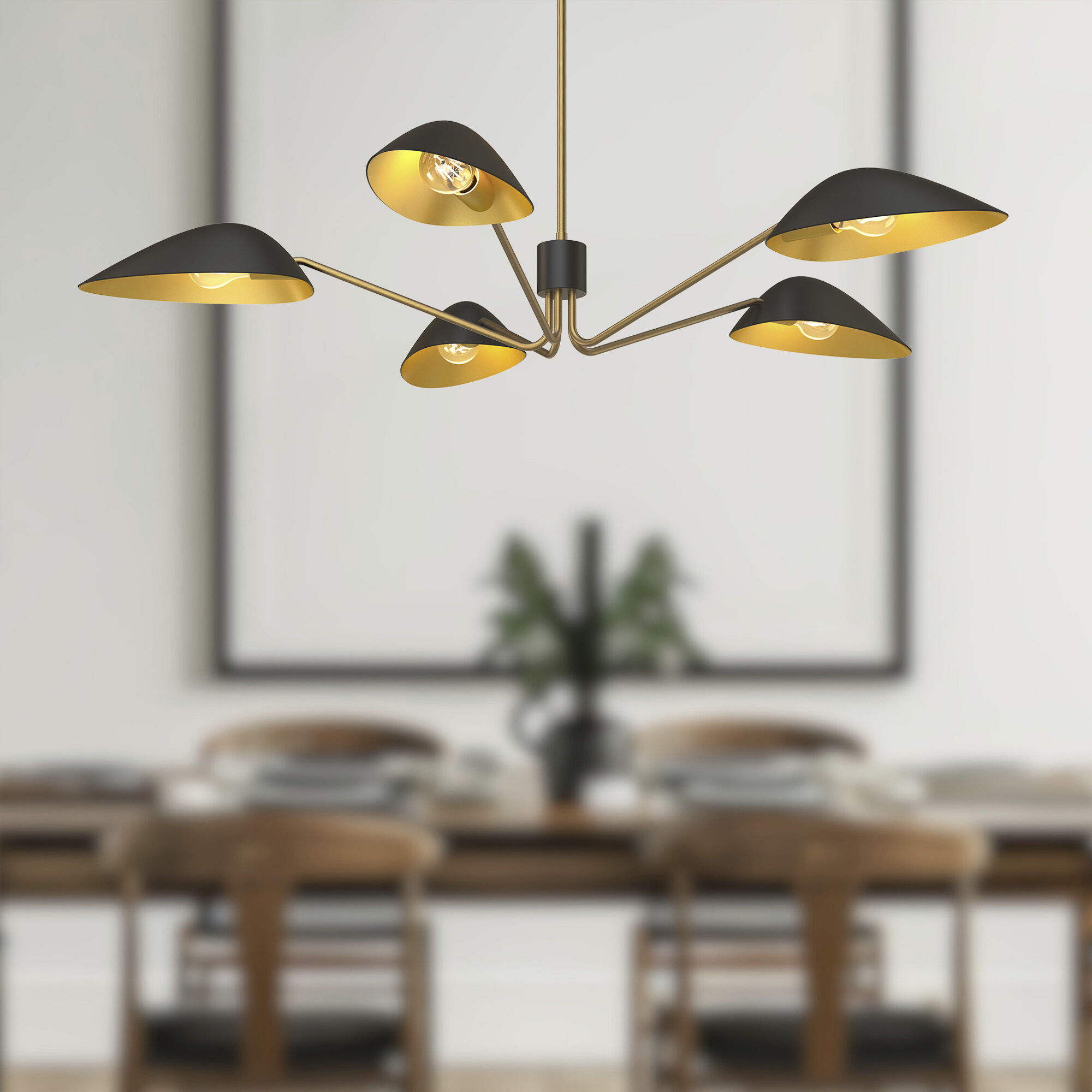Alora Mood Oscar Pendant Ceiling Light in Aged Gold and Matte Black
