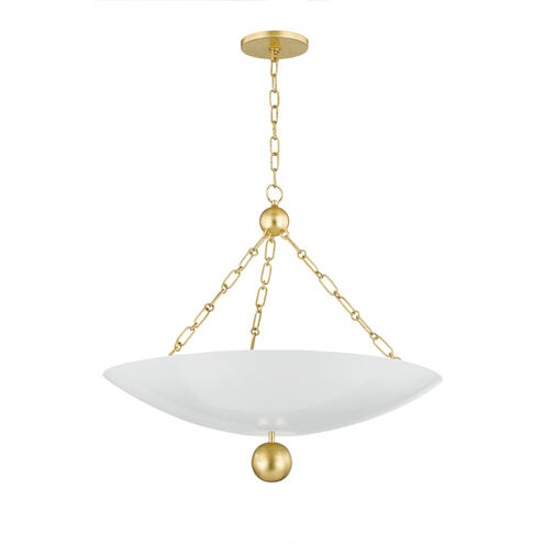 Amali 3 Light 26 inch Vintage Gold Leaf/Soft White Pendant Ceiling Light