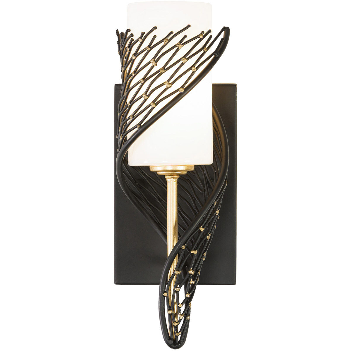 Flow Sconce Wall Light in Left, Matte Black/French Gold, Left