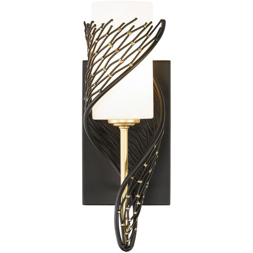 Flow Sconce Wall Light in Left, Matte Black/French Gold, Left
