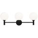 Cosmo 3 Light 26 inch Black Wall Sconce Wall Light in Black and Opal Glass