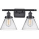Ballston Large Cone LED 16 inch Matte Black Bath Vanity Light Wall Light in Clear Glass, Ballston