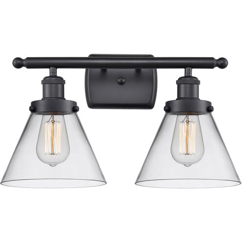Ballston Large Cone LED 16 inch Matte Black Bath Vanity Light Wall Light in Clear Glass, Ballston