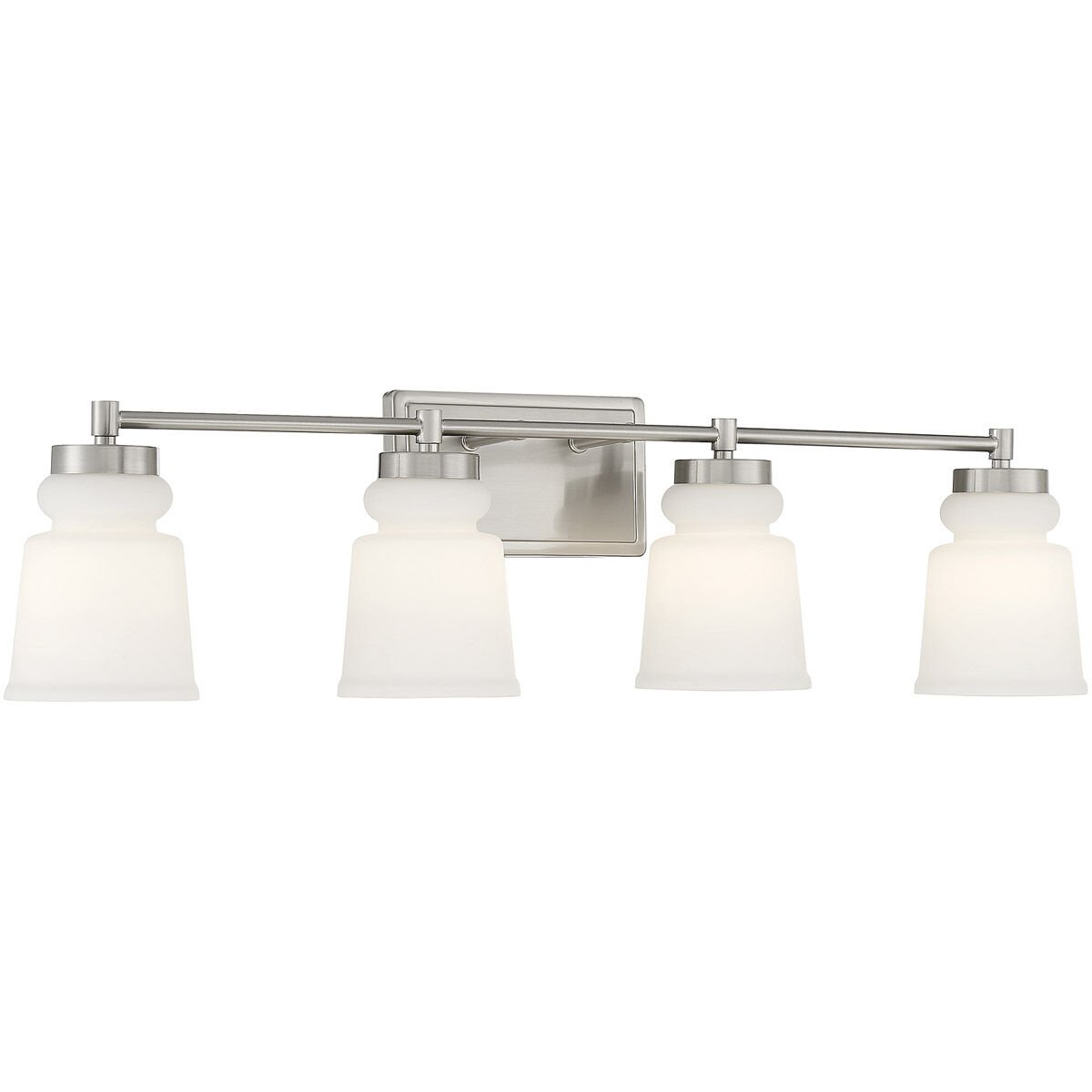 Contemporary 4 Light 32 inch Brushed Nickel Bathroom Vanity Light Wall Light