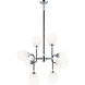 Particles 8 Light 29.5 inch Black and Chrome Pendant Ceiling Light in Chrome and Opal Glass