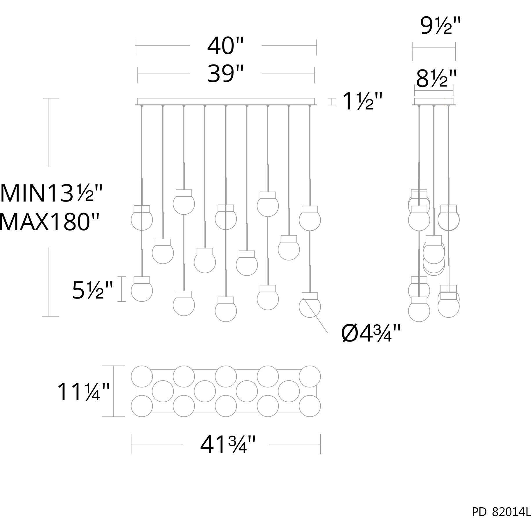 Double Bubble 14 Light 10 inch Aged Brass Multi-Light Pendant Ceiling Light