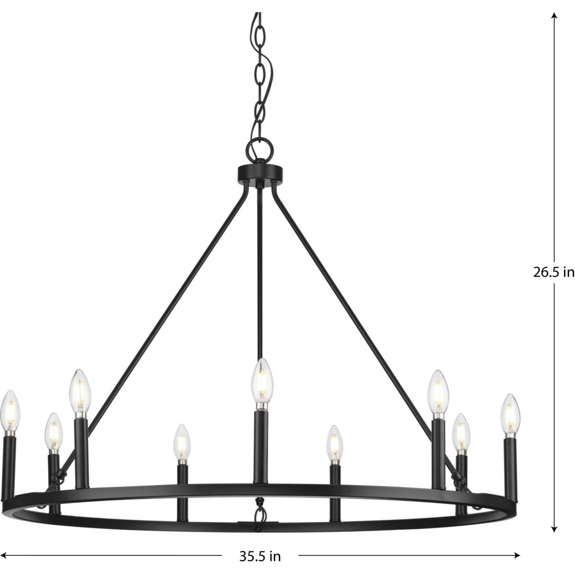 Gilliam 9 Light 35.5 inch Matte Black Chandelier Ceiling Light