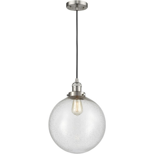 Franklin Restoration Beacon 1 Light 12 inch Brushed Satin Nickel Mini Pendant Ceiling Light in Incandescent, Seedy, Franklin Restoration