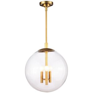 Cafe 3 Light 12 inch Natural Brass Pendant Ceiling Light, Small