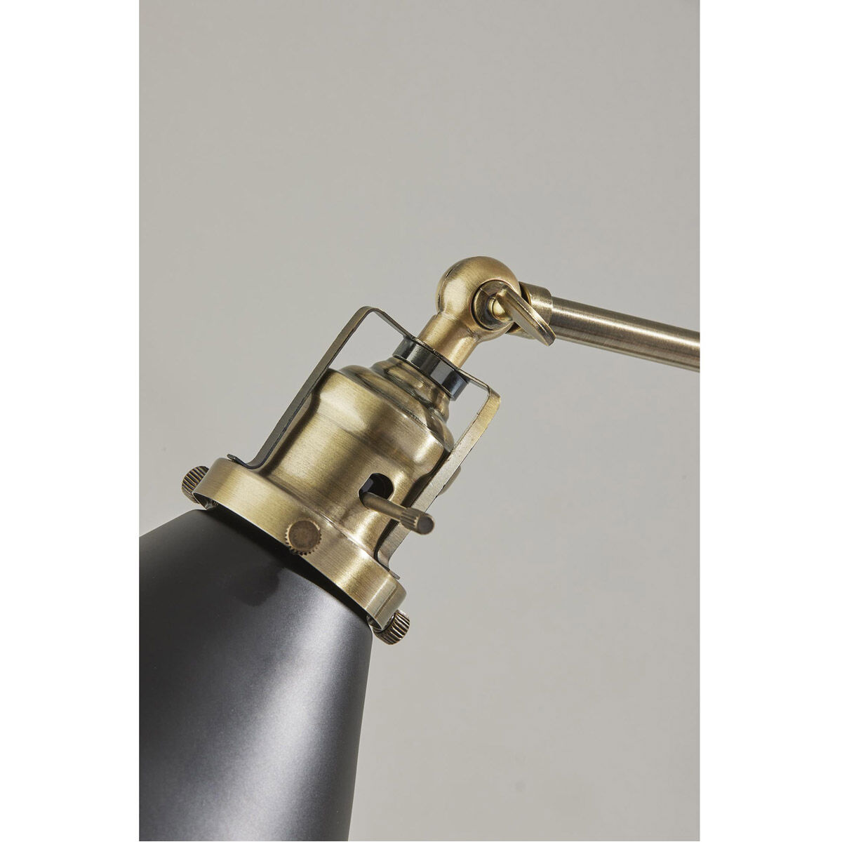 Arthur 19.5 inch 60 watt Black and Antique Brass Desk Lamp Portable Light, Simplee Adesso