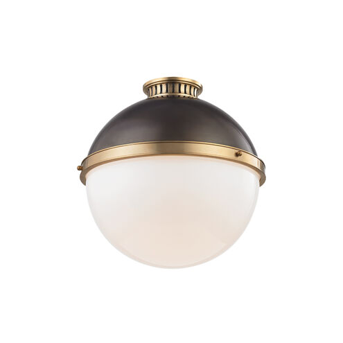 Latham 1 Light 14.75 inch Aged/Antique Distressed Bronze Flush Mount Ceiling Light