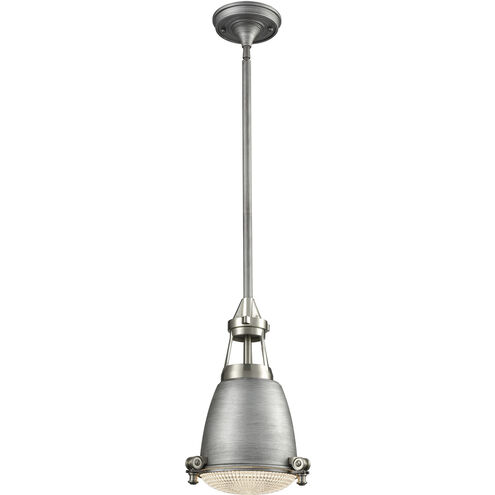 Sylvester 1 Light 9 inch Satin Nickel with Weathered Zinc and White Mini Pendant Ceiling Light