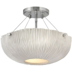 Lisa McDennon Coral LED 17 inch Shell White with Polished Nickel Indoor Semi-Flush Mount Ceiling Light