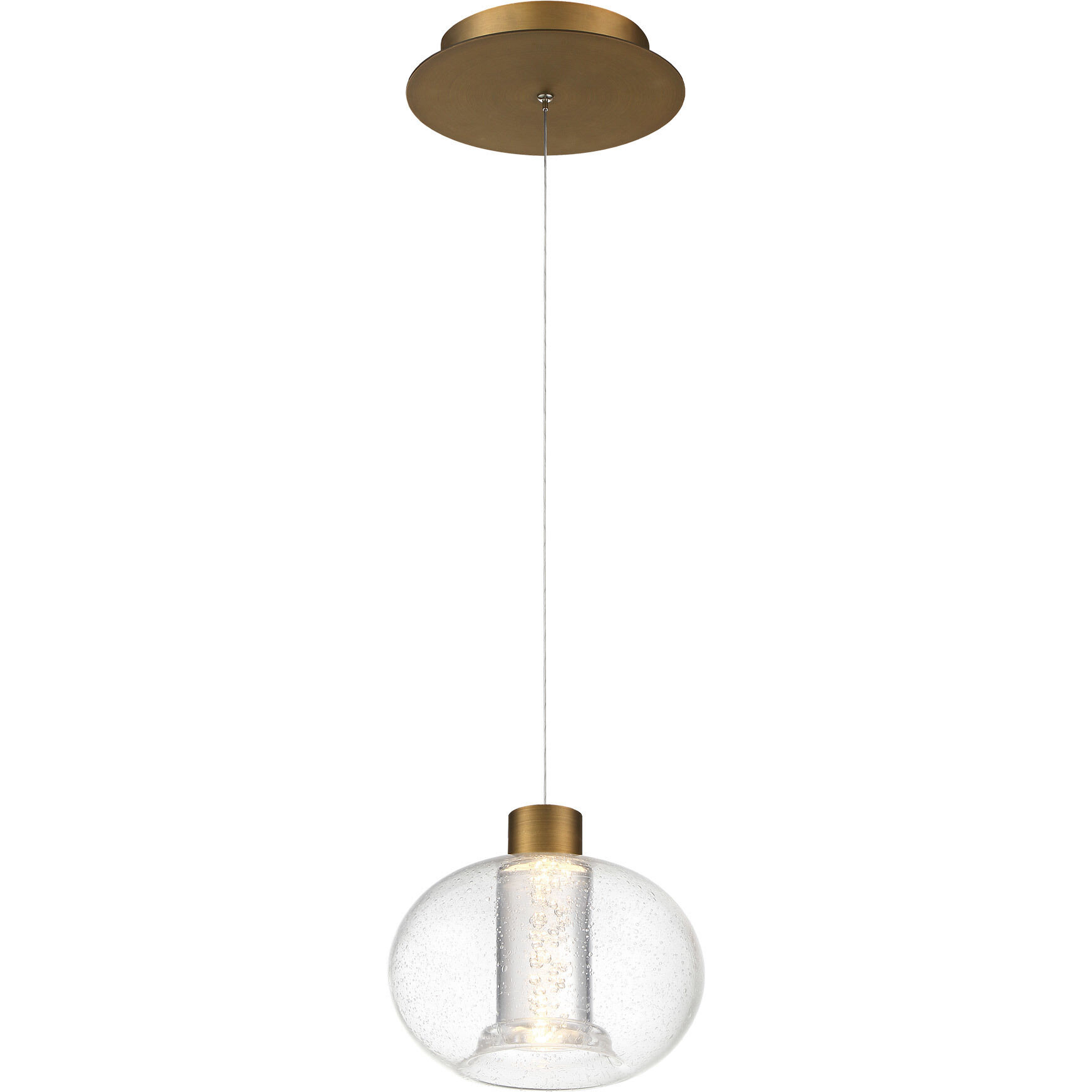 Crater LED 8.25 inch Aged Brass Mini-Pendant Ceiling Light, dweLED