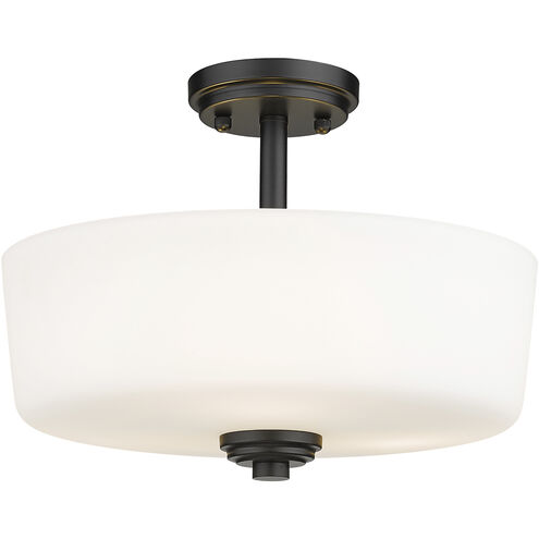 Arlington 3 Light 15 inch Matte Black Semi Flush Mount Ceiling Light