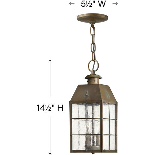 Heritage Nantucket LED 6 inch Aged Brass Outdoor Hanging Lantern