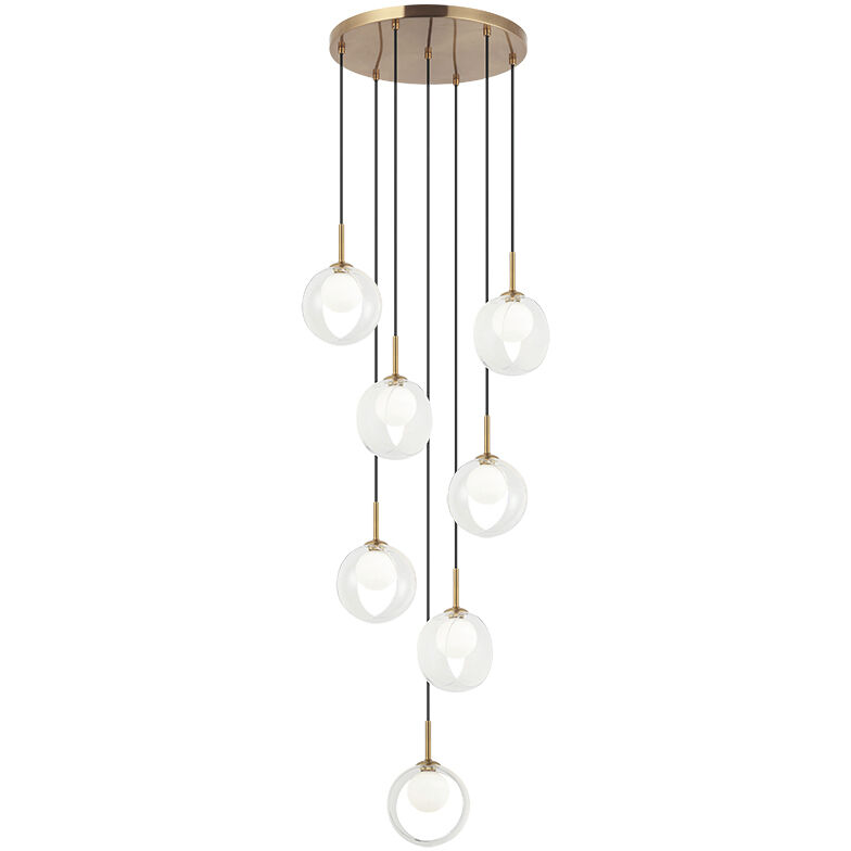 Delcia LED 20.13 inch Aged Gold Brass Pendant Ceiling Light in Aged Gold Brass and Clear