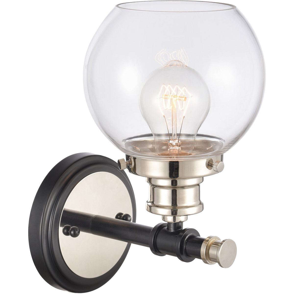 Saybrook 1 Light 6 inch Black Polished Nickel Sconce Wall Light in Clear Glass