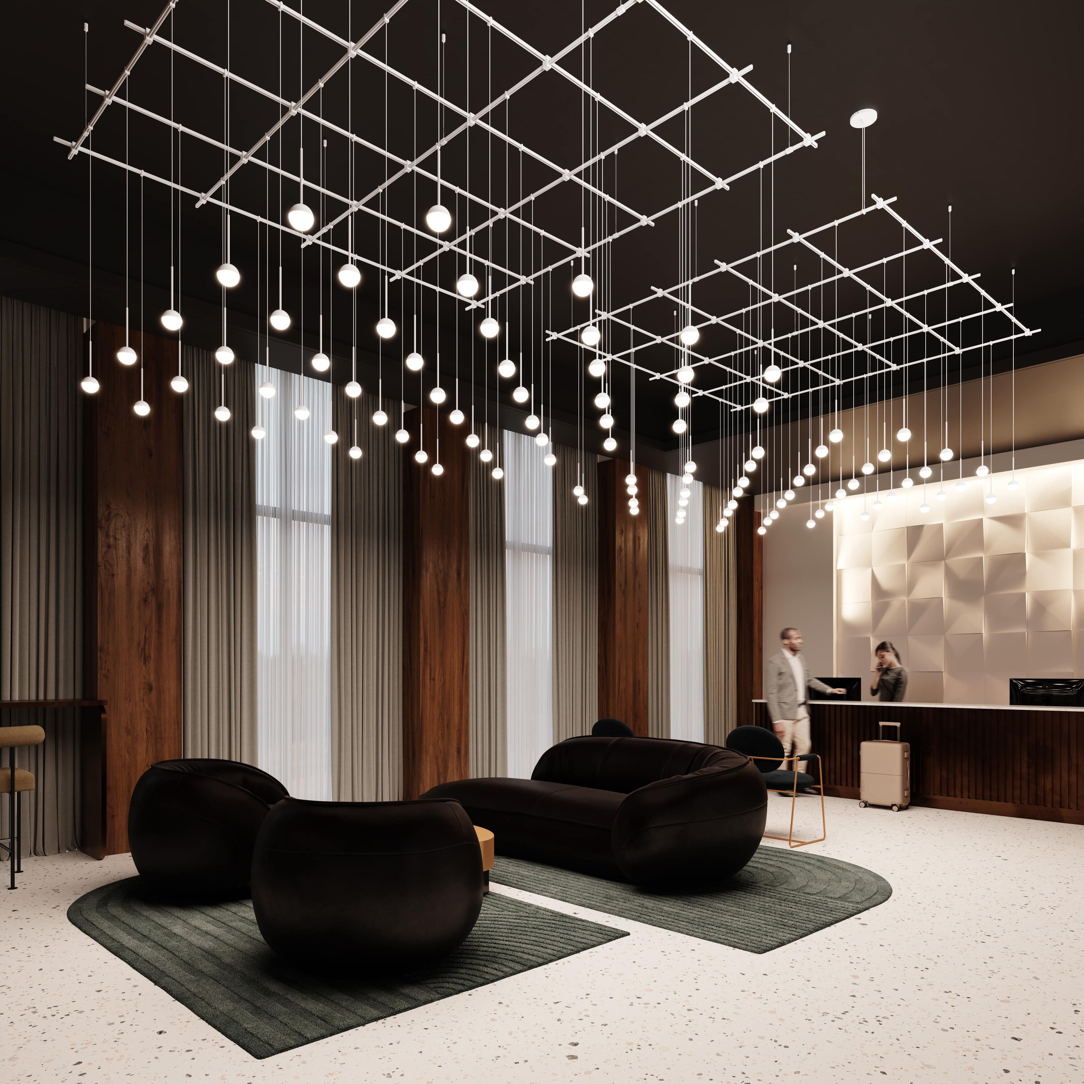 Suspenders LED 97 inch Satin White Suspension Ceiling Light, Multi-light