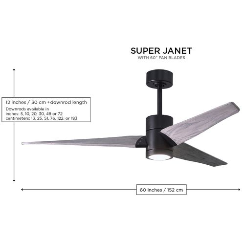 Atlas Super Janet 60 inch Textured Bronze with Barn Wood tone Blades Ceiling Fan, Paddle Fan