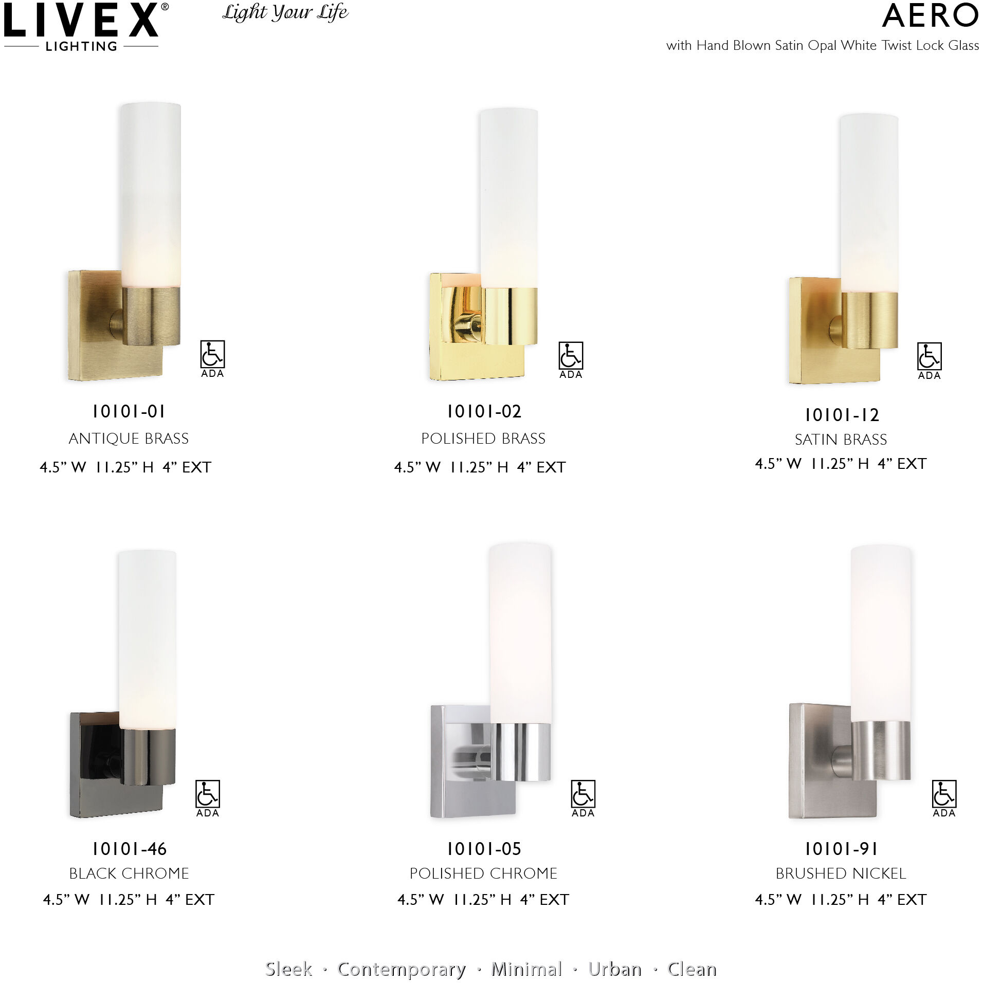 Aero ADA Wall Sconce Wall Light in Polished Brass