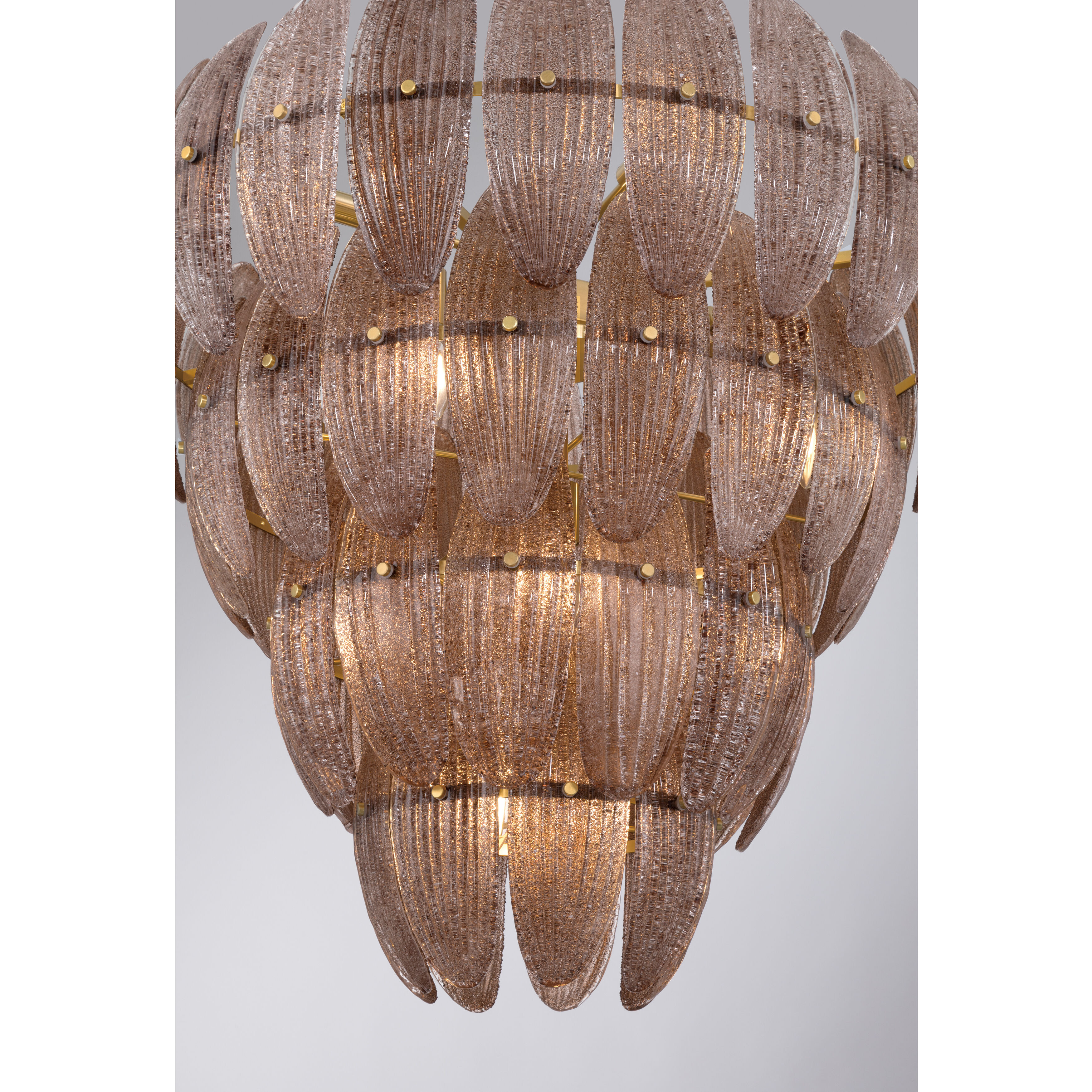 Marclaire 15 Light 32.75 inch Legacy Brass Pendant Ceiling Light in Brown Textured Handmade Glass