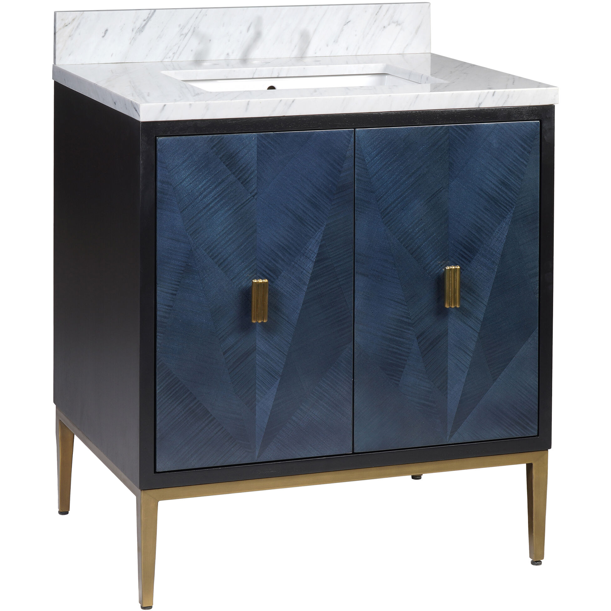 Kallista 30 X 34 inch Dark Sapphire/Caviar Black/Natural/White/Antique Brass Vanity with Undermount Sink