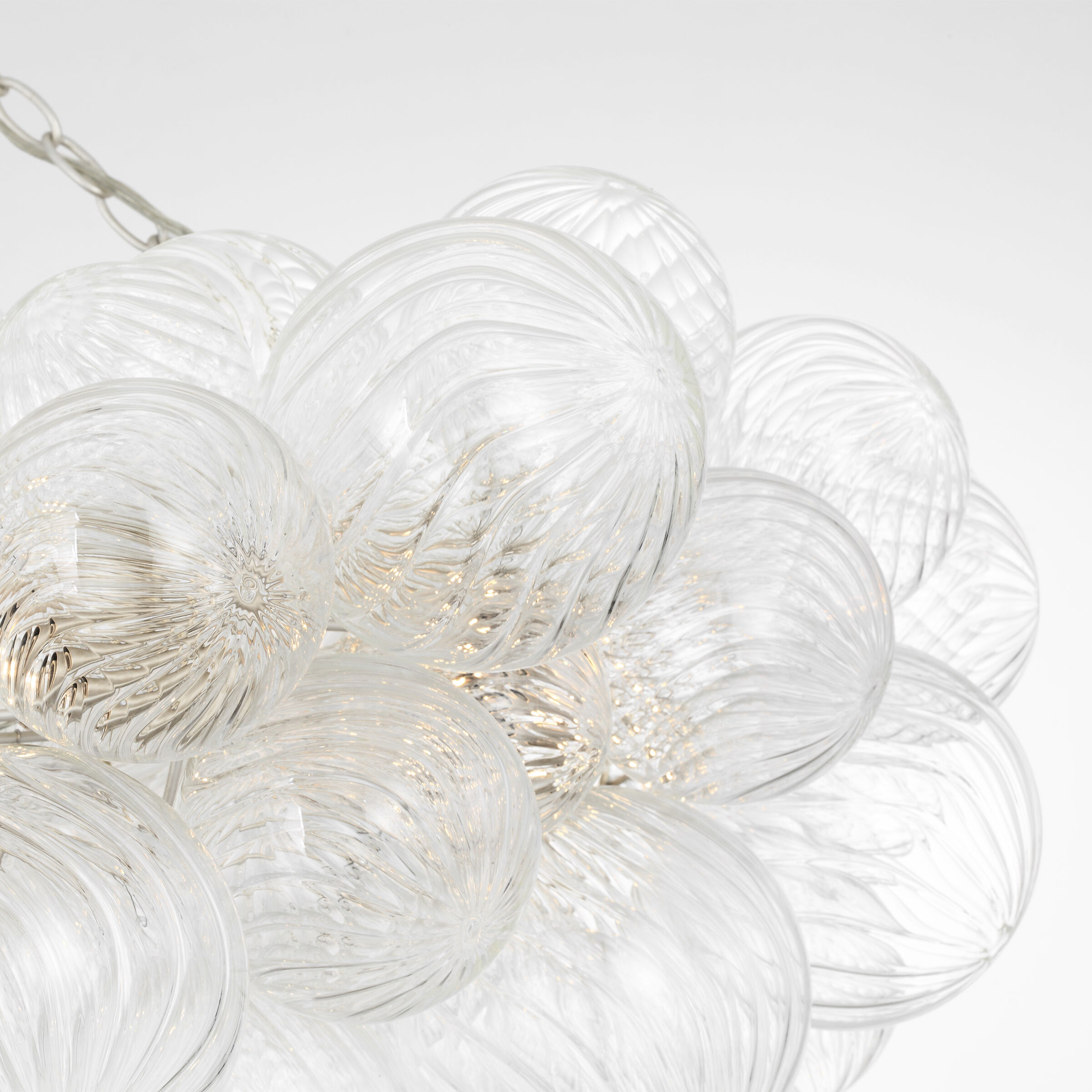 Julie Neill Talia LED 53.5 inch Burnished Silver Leaf and Clear Swirled Glass Ring Chandelier Ceiling Light
