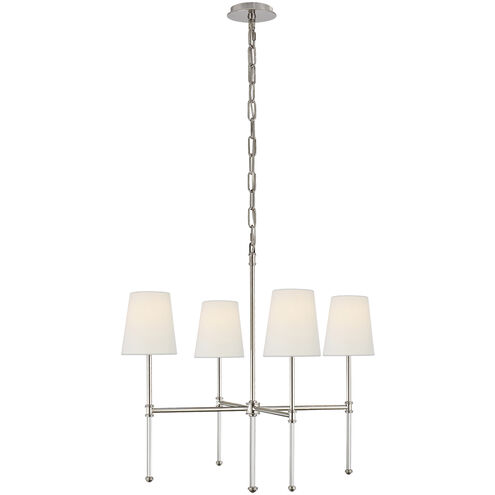 Suzanne Kasler Camille 4 Light 27.25 inch Polished Nickel Chandelier Ceiling Light in Linen, Small