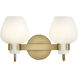 Sylvie 2 Light 14.75 inch Heritage Brass Bath Light Wall Light