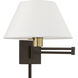 Allison 13 inch 100.00 watt Bronze with Antique Brass Accent Swing Arm Wall Lamp Wall Light
