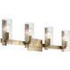 Jemsa 4 Light 32 inch Champagne Bronze Bath Bracket Wall Light, 4 Arm