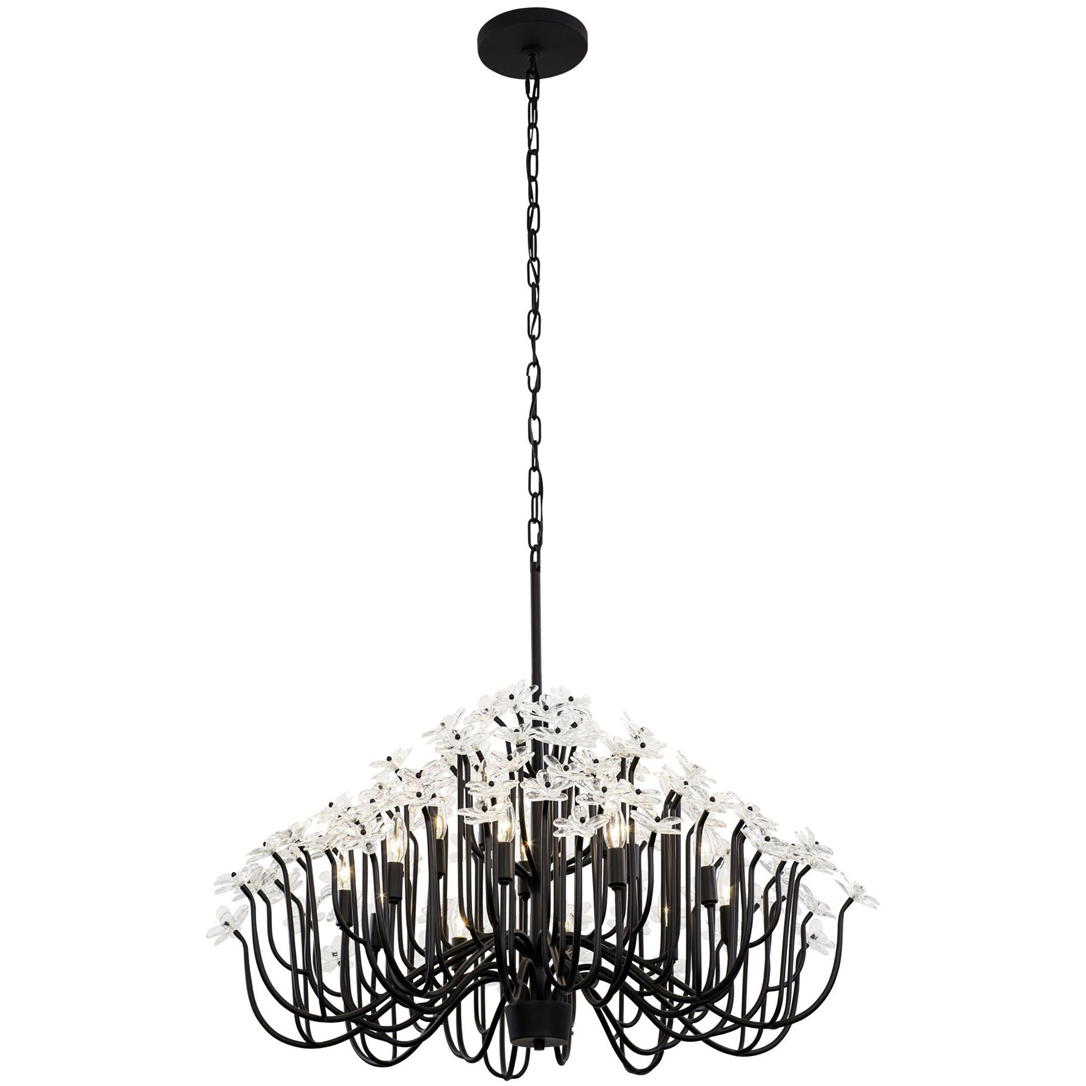 Wildflower 15 Light 40 inch Matte Black Chandelier Ceiling Light, Smithsonian Collaboration