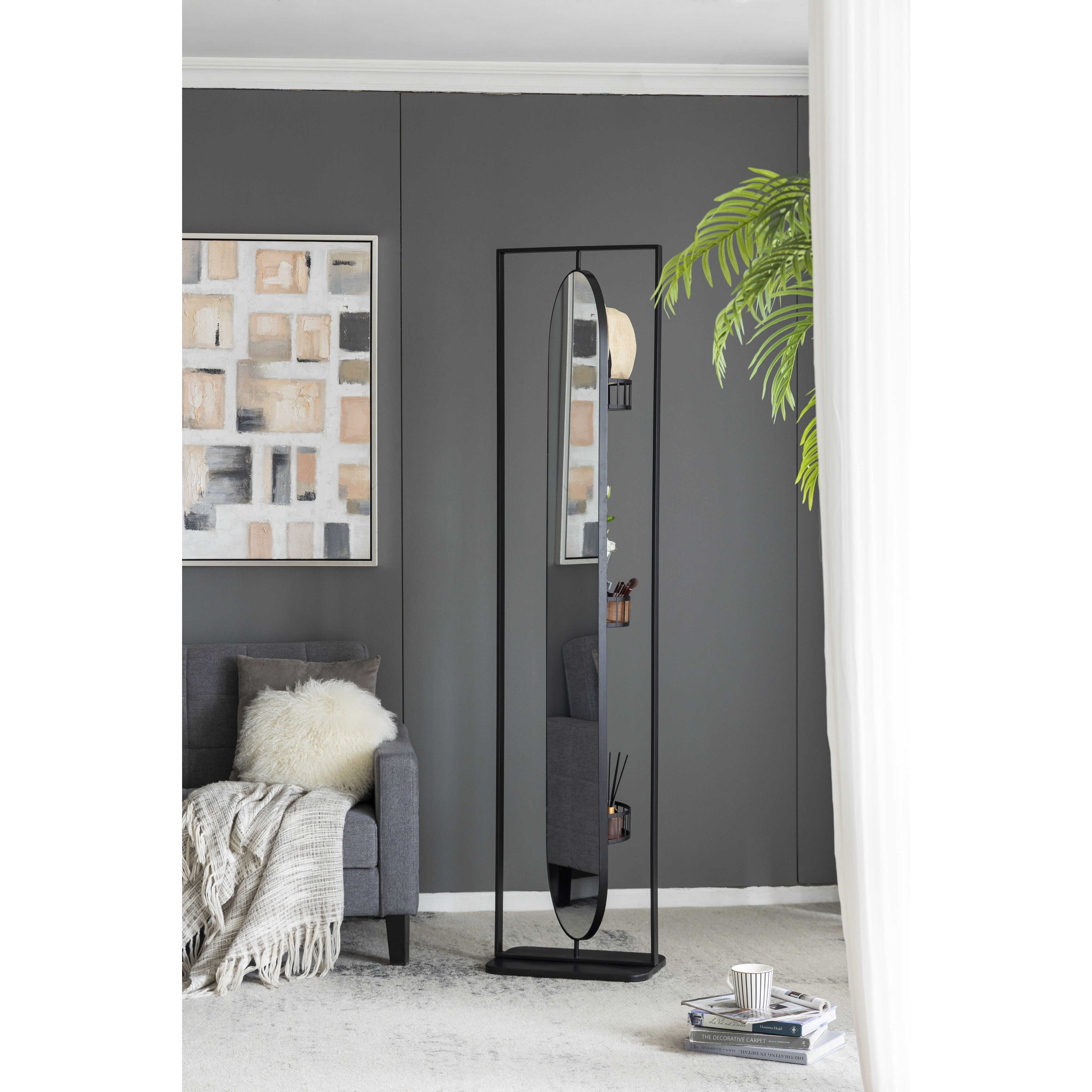 Full 77.8 X 18.1 inch Black Mirror