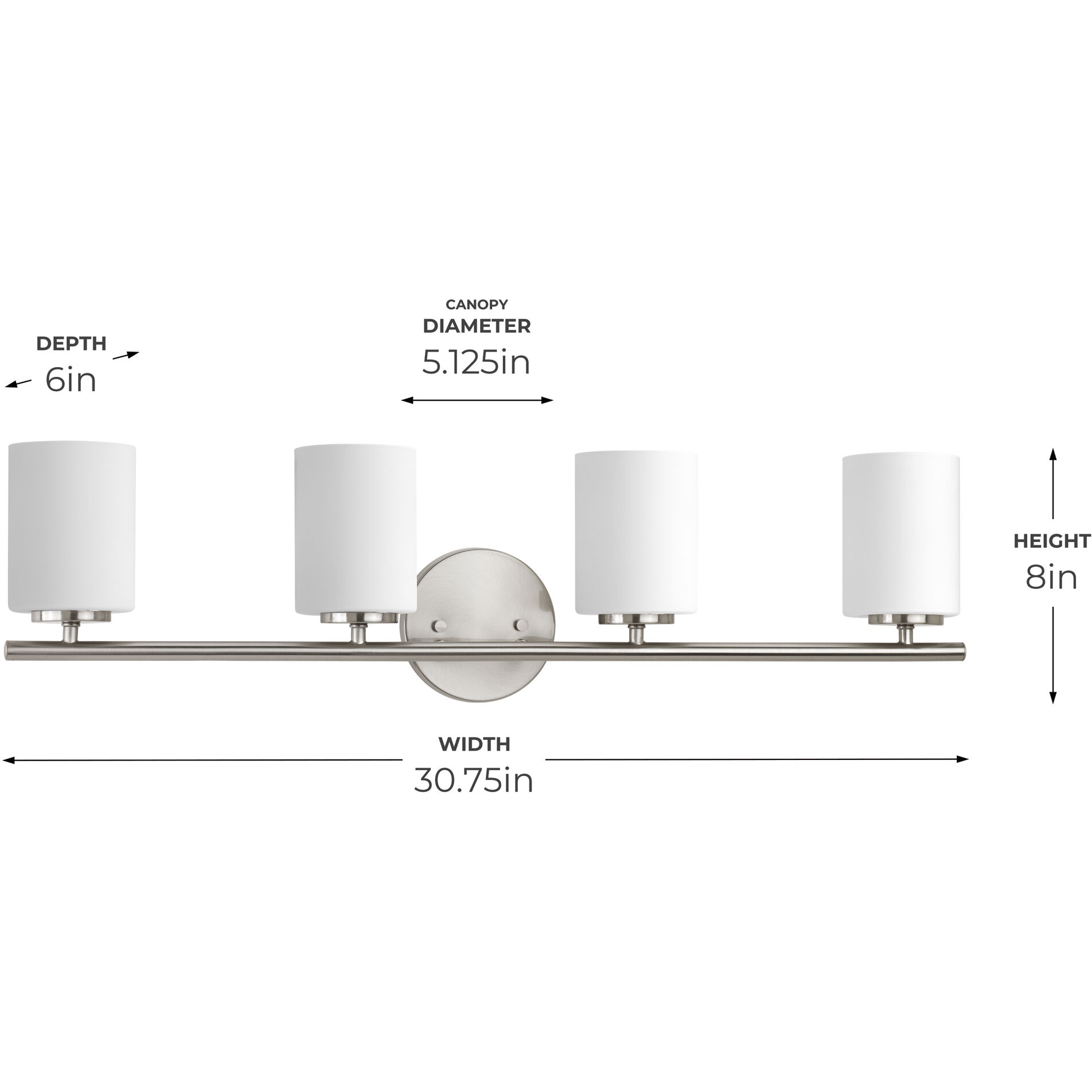 Replay 4 Light 31.13 inch Brushed Nickel Bath Vanity Wall Light