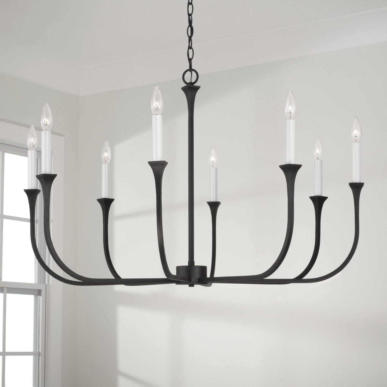 Decklan 8 Light 38 inch Black Iron Chandelier Ceiling Light