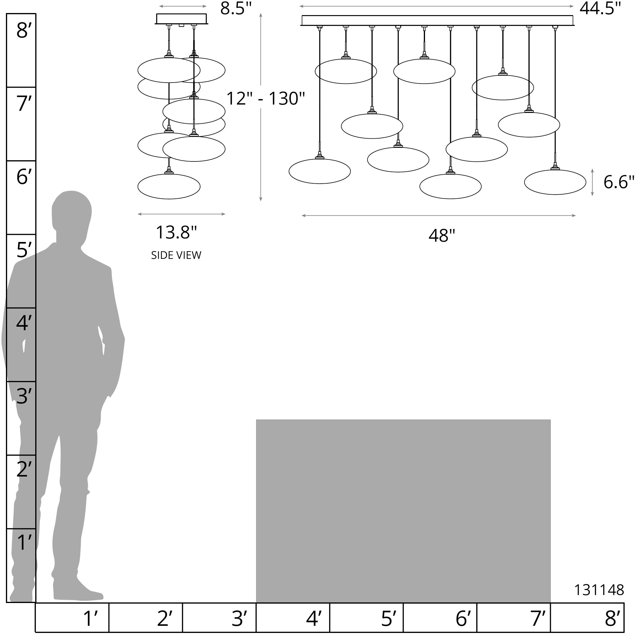 Clouds 10 Light 48 inch Modern Brass Pendant Ceiling Light