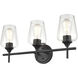 Ashford 3 Light 22 inch Matte Black Bathroom Vanity Light Wall Light