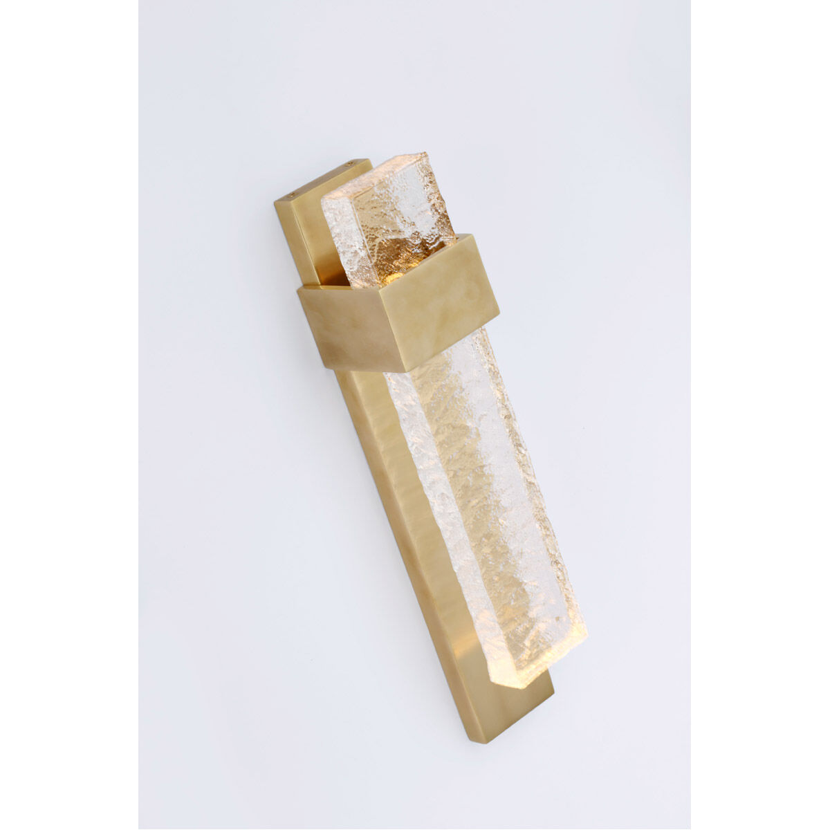 Marie Flanigan Brock LED 3 inch Soft Brass and Clear Wavy Glass Sconce Wall Light, Medium