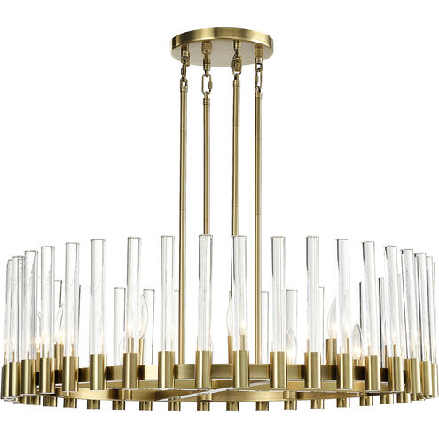 Julian 12 Light 32 inch Aged Brass Wheel Chandelier Ceiling Light