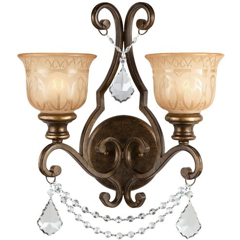 Norwalk 2 Light 16 inch Bronze Umber Sconce Wall Light in Clear Hand Cut